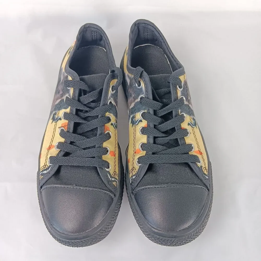 TeeAmazing Skunk Black Low Top Canvas Shoes Kids Size 3 Youth New Sneakers Laced